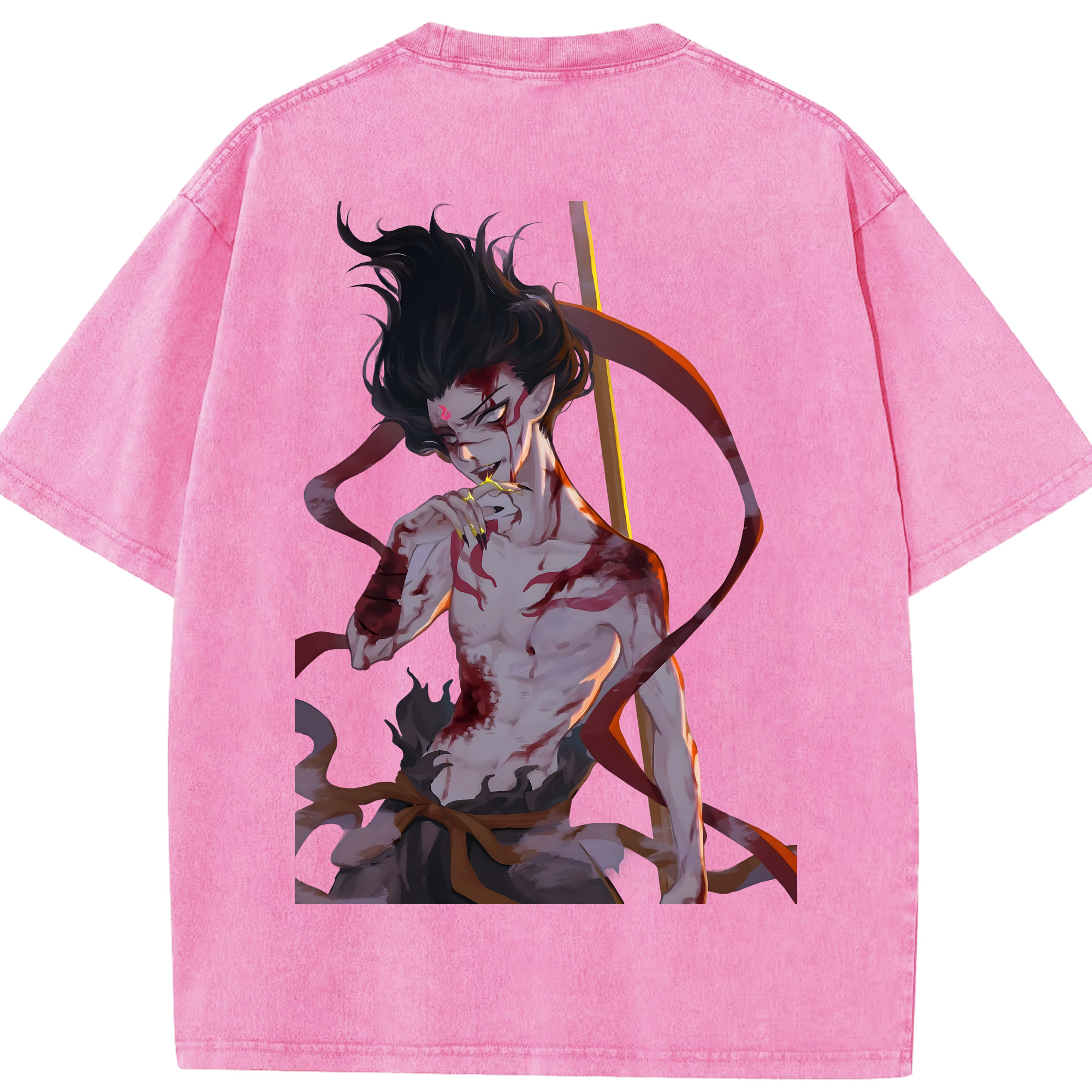 （画像用） Ne Zha 2 ナタ 魔童の大暴れ 綿100% ヴィンテージ風 半袖Tシャツ（背面プリント）